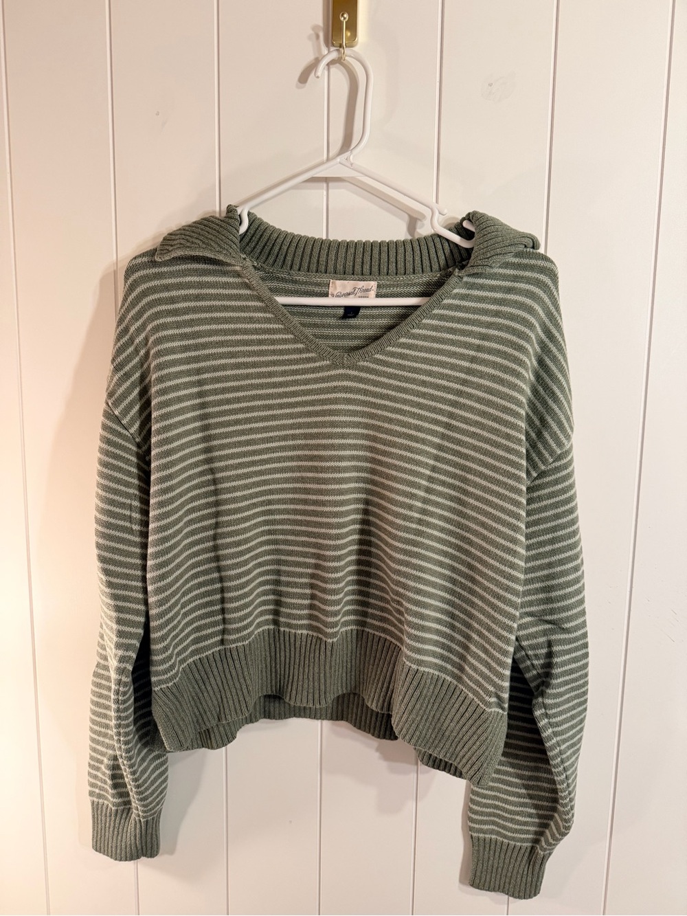 Universal Thread Olive & Cream Striped Sweater | Women’s Large